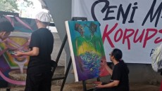 Peringatan Hari Antikorupsi di Makassar Dituangkan Lewat Lukisan