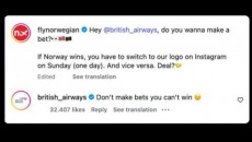 Jelang Laga Inggris vs Norwegia, Maskapai Kedua Negara Seru-seruan Taruhan Ganti Logo Buat yang Kalah