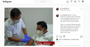 Begini Gaya Moeldoko Pamer Foto Disuntik Vaksin Nusantara