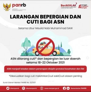 Kemenpan RB : ASN Dilarang Cuti Bepergian saat Libur Maulid