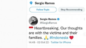 Sergio Ramos Turut Berdukacita atas Insiden Kanjuruhan