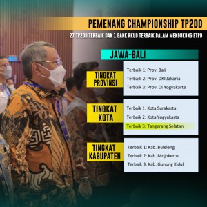 Pemkot Tangsel Raih Terbaik Ketiga Championship TP2DD 2022