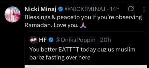 Interaksi Hangat Nicki Minaj dengan Fans Muslim di Awal Ramadhan 2026