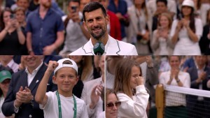Disaksikan Istri dan Dua Anaknya, Djokovic Sukses Tumbangkan Wu Yibing di Babak Pertama Wimbledon, Sinner Juga Aman
