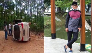 Rombongan Mobil Ustadz Zacky Mirza Terbalik di Riau Saat Berdakwah