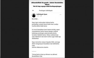 Penyebar Hoaks Laudya Cynthia Bella Menikah Minta Maaf: Mohon Jangan Disebar