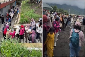 Bromo Padat saat Libur Panjang, Pengunjung Antre Toilet hingga 2 Jam