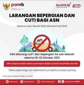 Kemenpan RB : ASN Dilarang Cuti Bepergian saat Libur Maulid