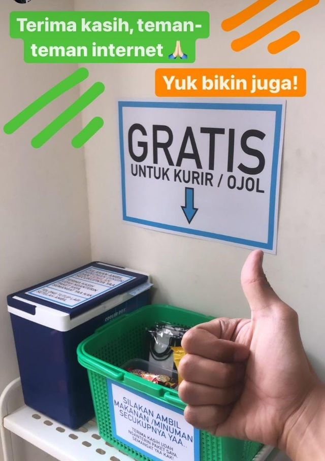 Influencer Ajak Pengikut Bikin Pojok Berbagi ke Kurir dan Ojol