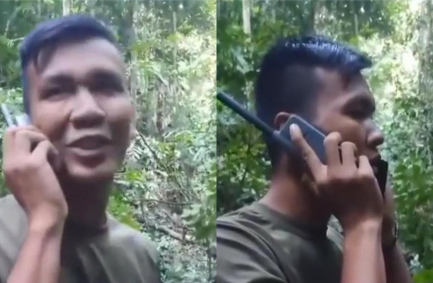 Hebat, Brimob Ini Adzankan Anaknya yang Baru Lahir dari Tengah Hutan