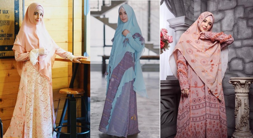 Gaya Anggun Classy Risty Tagor dengan Inner Hijab Kerut