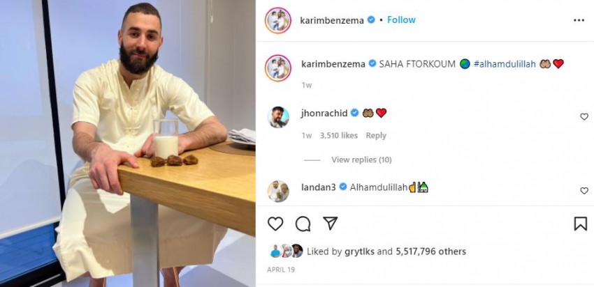 Karim Benzema Ucapkan Selamat Idul Fitri untuk Muslim di Dunia