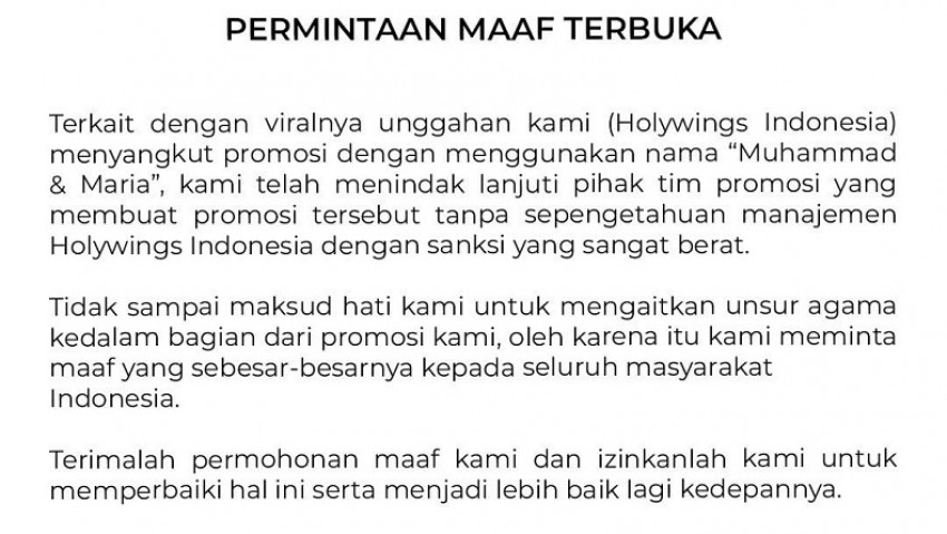 Holywings Dikecam, Promo Minuman Beralkohol Nama Muhammad