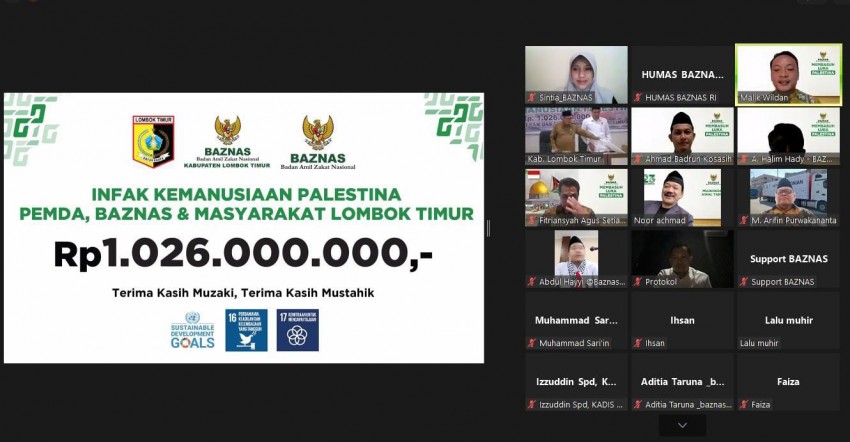 Pemkab dan BAZNAS Lombok Timur Salurkan Infaq Kemanusiaan Palestina Rp1,026 Miliar