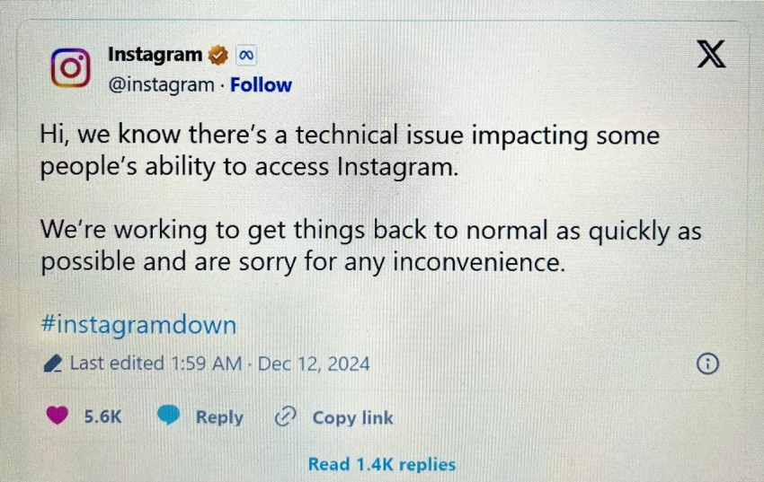 Sempat Down di Sejumlah Negara dan Dilaporkan Ribuan Pengguna, Meta Meminta Maaf