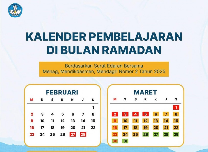 Perlu Dicatat, Ini Kalender Lengkap Sekolah  di Bulan Ramadan