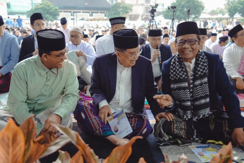 JK, Mahfud MD, dan Anies Baswedan Shalat Idulfitri di Masjid Al Azhar Jakarta