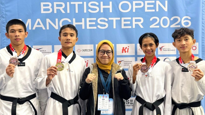 Pengurus Besar Taekwondo Indonesia Raih 4 Medali di British Taekwondo International Open 2026, Satu Emas dari Bassam Raihan