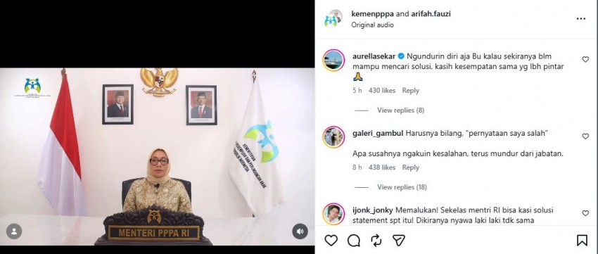 Usai Minta Maaf, Menteri PPPA Diserbu Netizen: Mending Mundur, Bu!