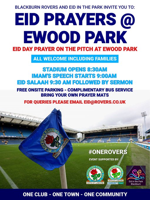 Ukir Sejarah, Blackburn Rovers Buka Stadion Gelar Shalat Idul Fitri