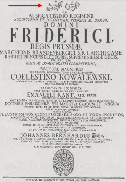 Misteri Basmalah dalam Disertasi Doktoral Immanuel Kant