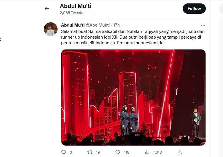 2 Remaja Berhijab Juara Indonesian Idol, Sekjen PP Muhammadiyah Beri Selamat