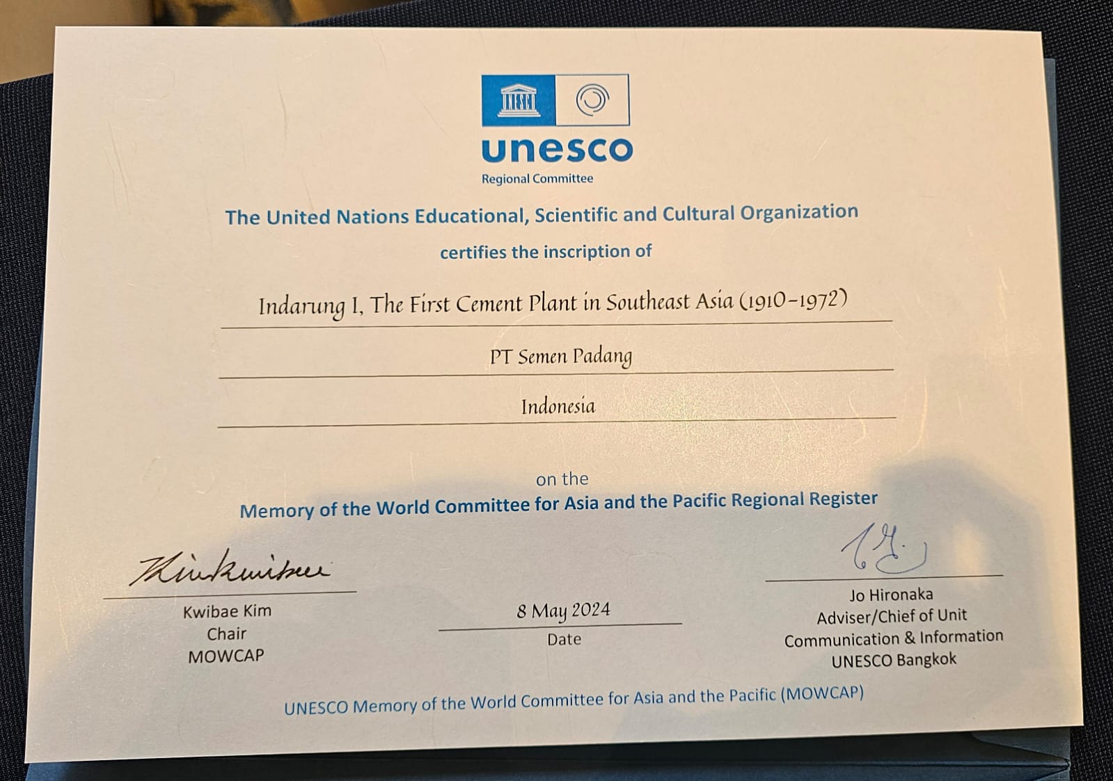 Keren! UNESCO Tetapkan Arsip Indarung I Semen Padang sebagai Memory of the World Asia Pacific