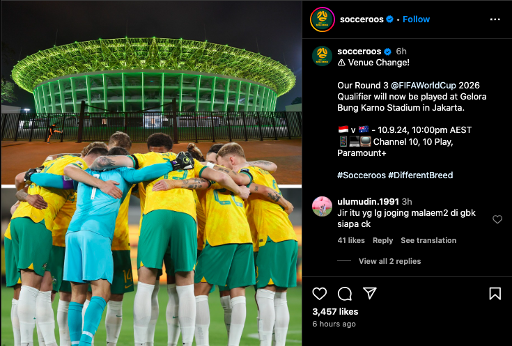 Kejutan! SUGBK Gantikan Surabaya untuk Duel Panas Indonesia vs Australia