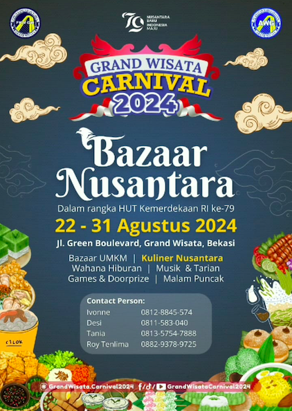 Kemeriahan Bazaar Nusantara Grand Wisata Carnival 2024: Pesta Rakyat 10 Hari Merayakan HUT RI Ke-79 di Bekasi