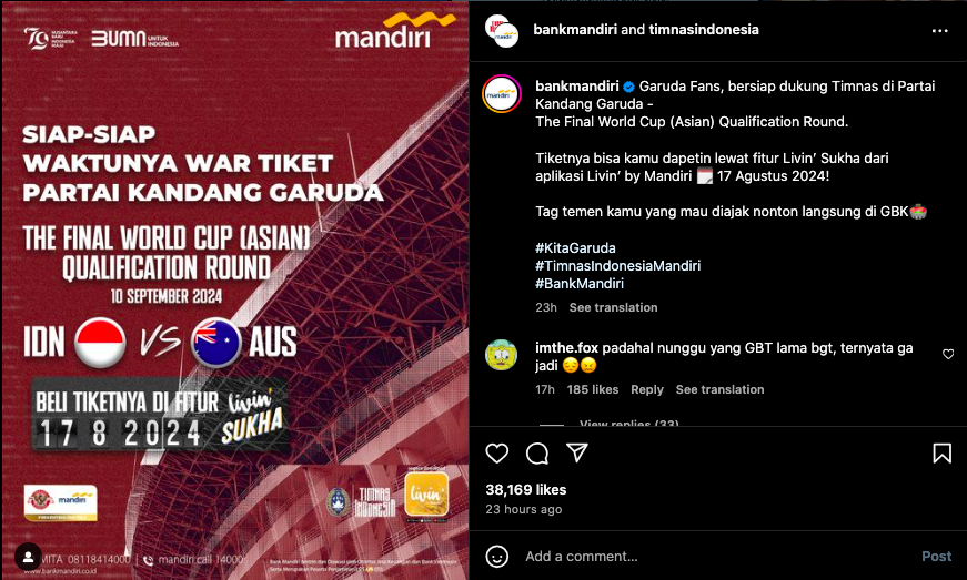 17 Agustus Bersejarah, Tiket Laga Timnas vs Australia Siap Diburu Penggemar Sepakbola