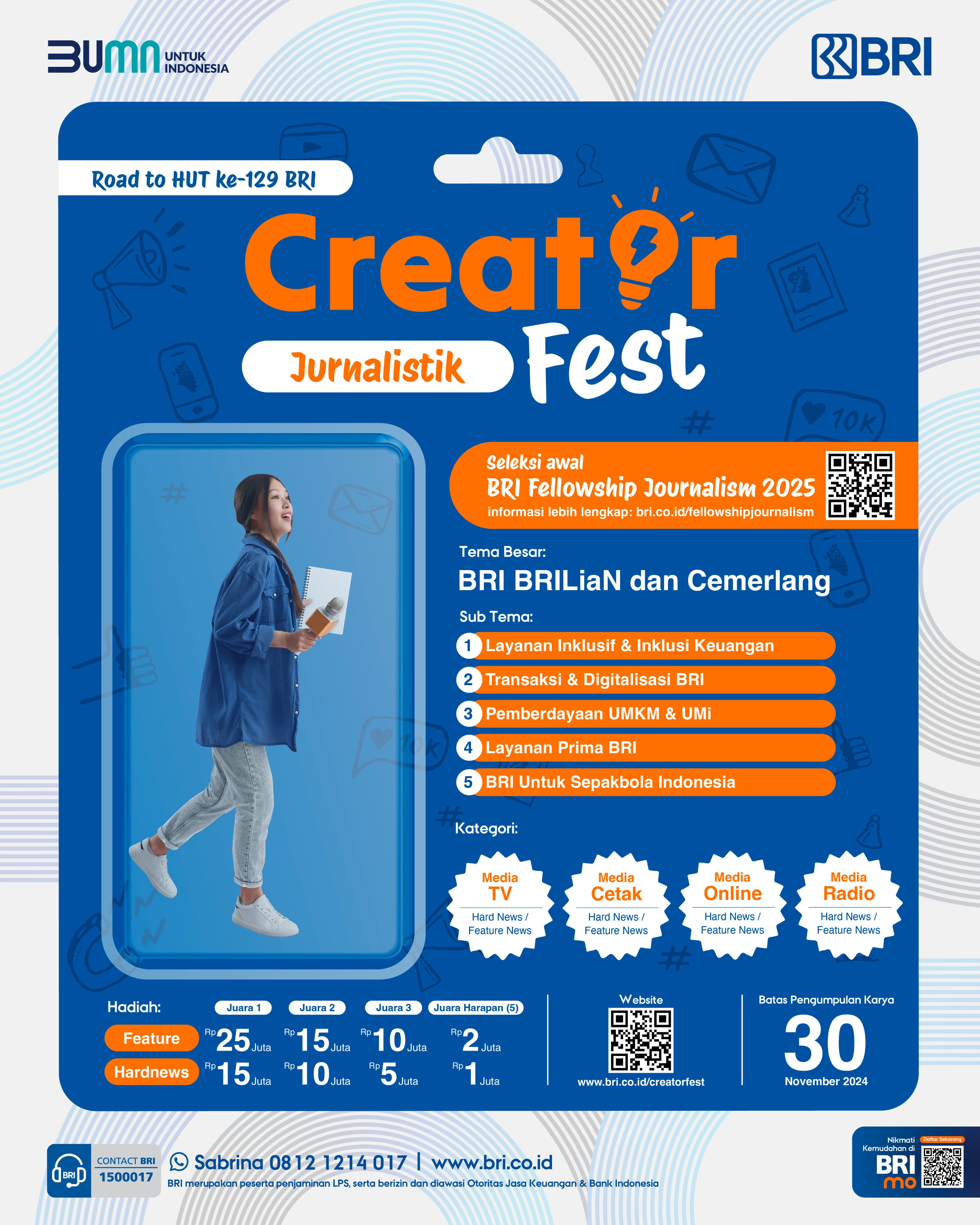 Dukung Perkembangan Industri Kreatif, BRI Gelar Kompetisi “Creator Fest 2024”