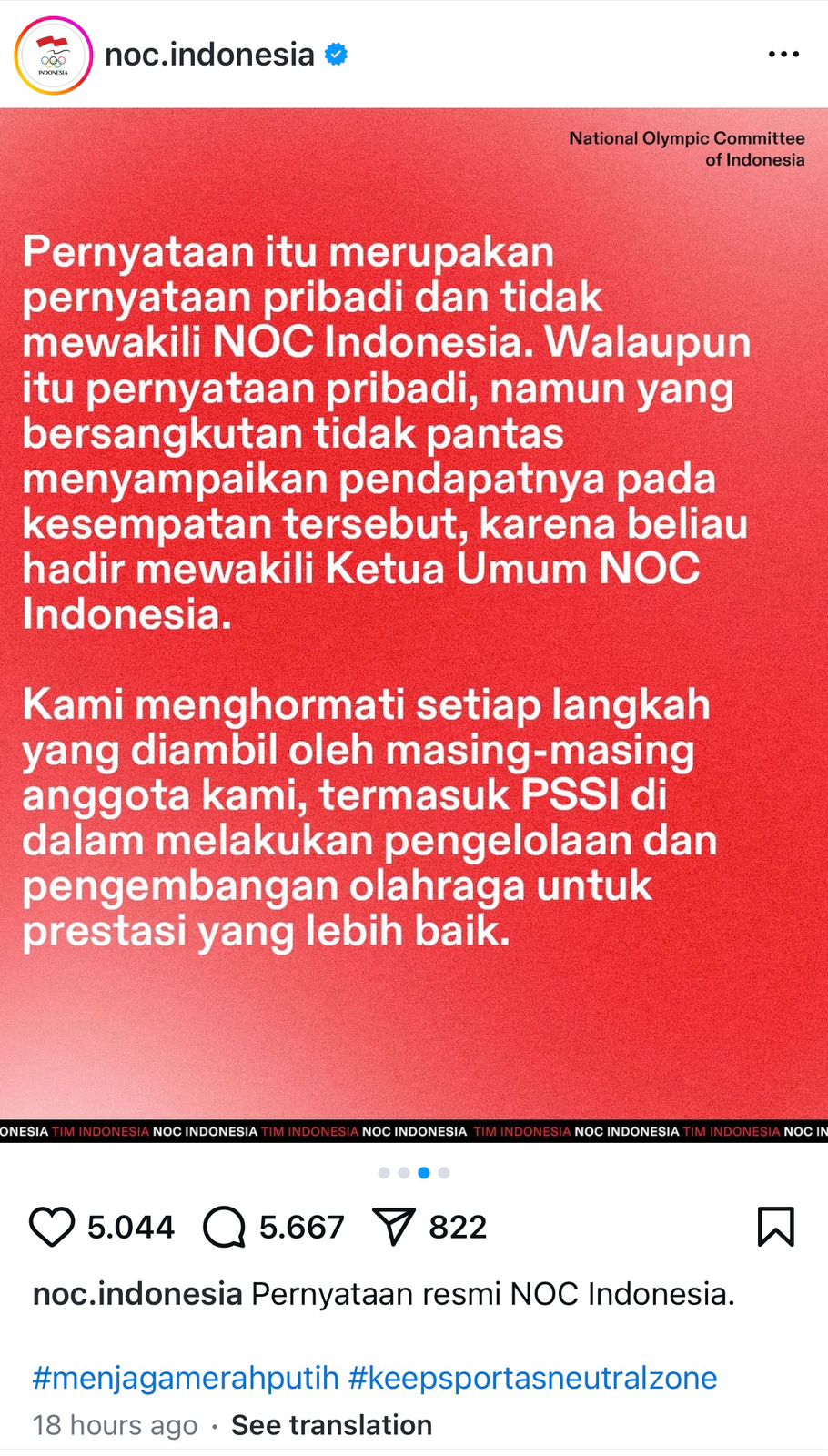 NOC Indonesia Buru-buru Klarifikasi: Kritik Naturalisasi Bukan Sikap Resmi Kami!