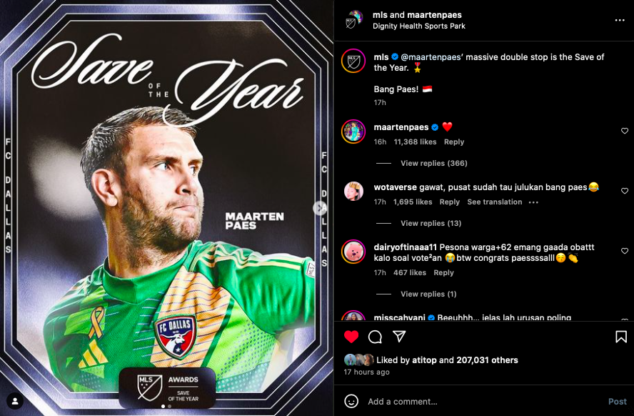 Mantap! Kiper Timnas Indonesia Maarten Paes Juara Save of The Year MLS 2024