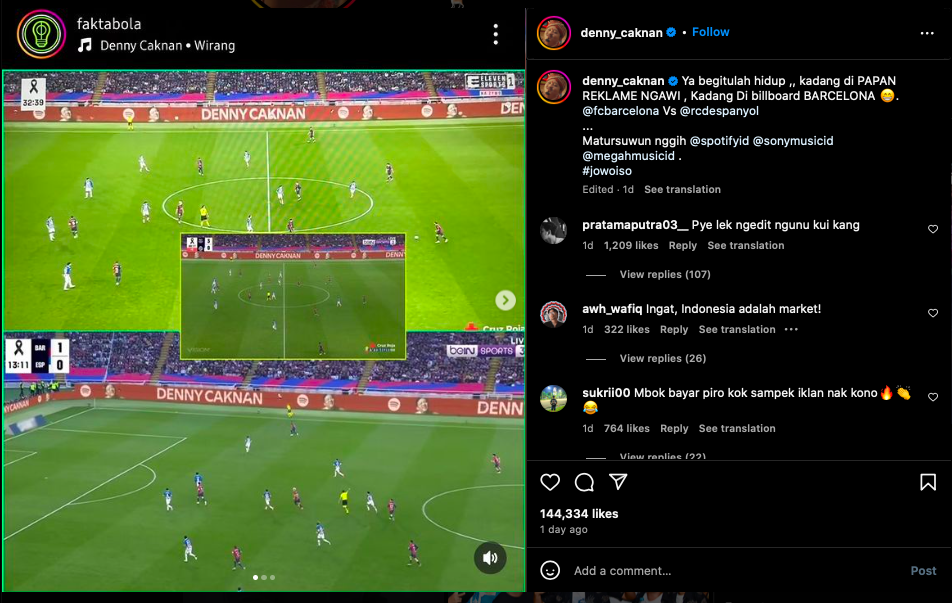 Spotify Pamer Musisi Dangdut Koplo Indonesia di Laga Barcelona, Denny Caknan Viral di Kancah Internasional