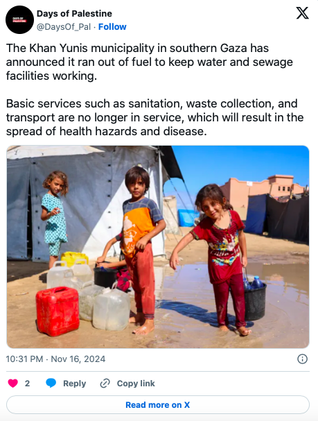 1,2 Juta Warga Khan Yunis Gaza Kehausan, Krisis Air dan BBM Memburuk