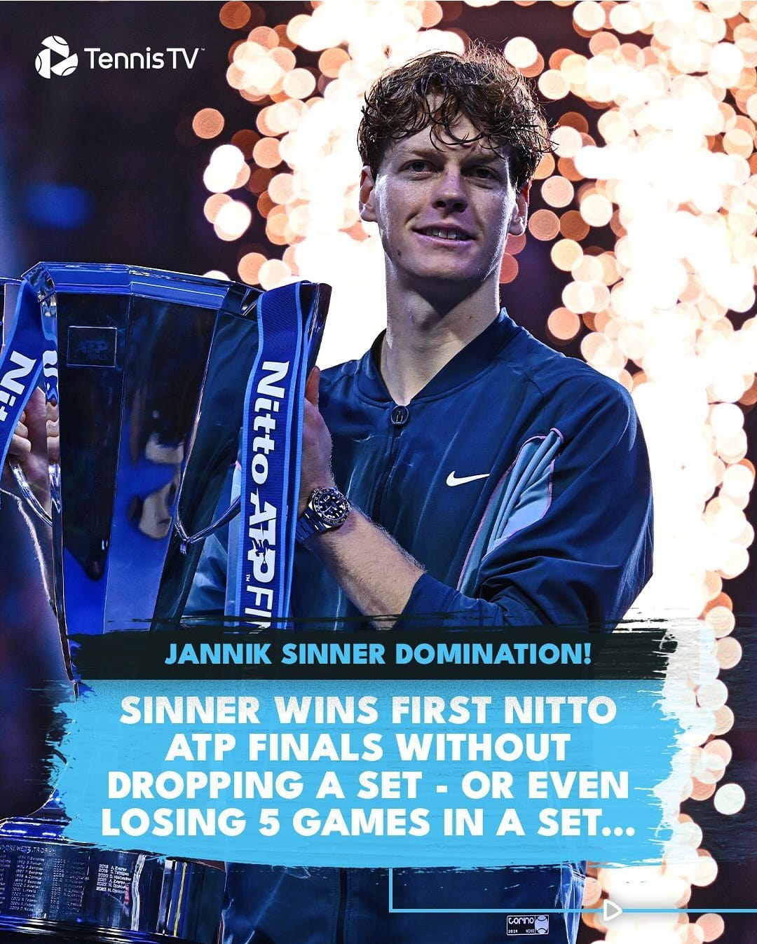 Singkirkan Taylor Fritz, Jannik Sinner Juarai ATP Nitto, Kantongi Hadiah 35,8 Miliar