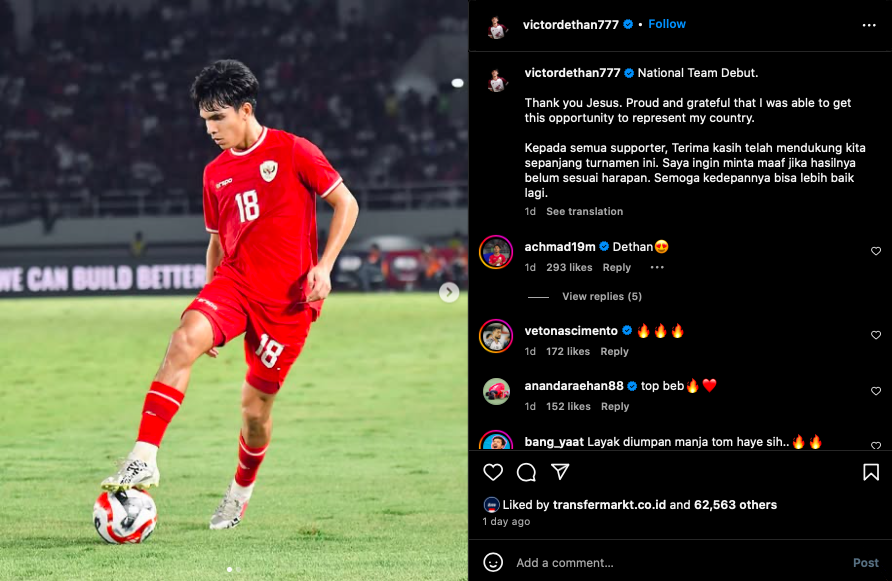 Impian Victor Dethan Terwujud Bersama Timnas Indonesia