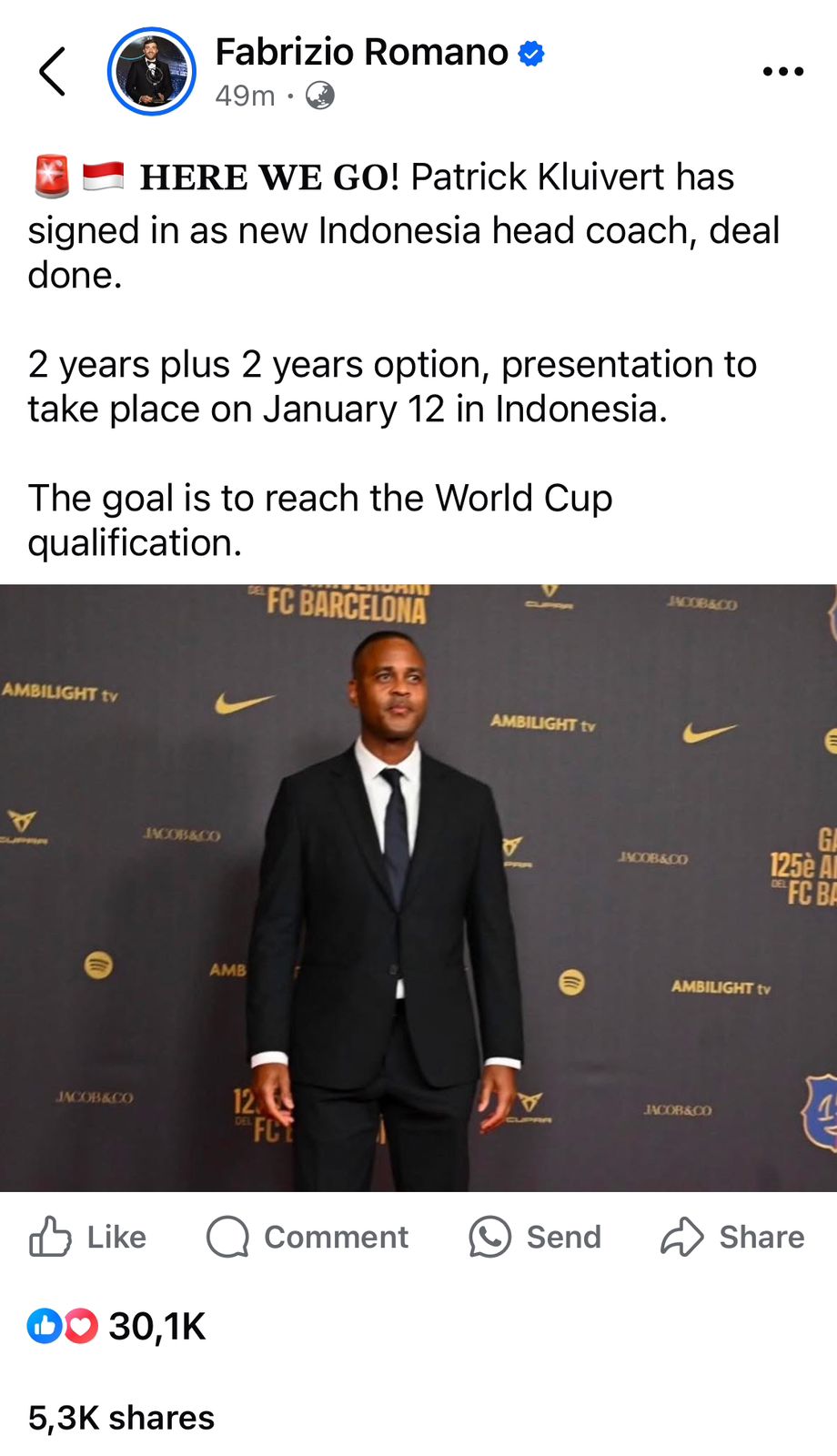 Resmi! Fabrizio Romano Bocorkan Patrick Kluivert Latih Timnas Indonesia, Diperkenalkan 12 Januari