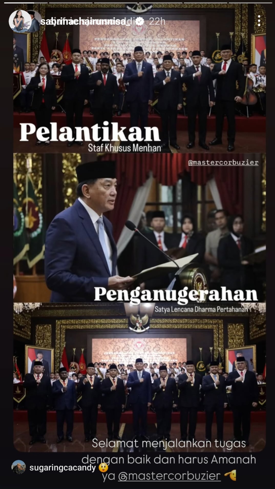 Sabrina Chairunnisa Unggah Pesan Penuh Makna untuk Stafsus Menhan