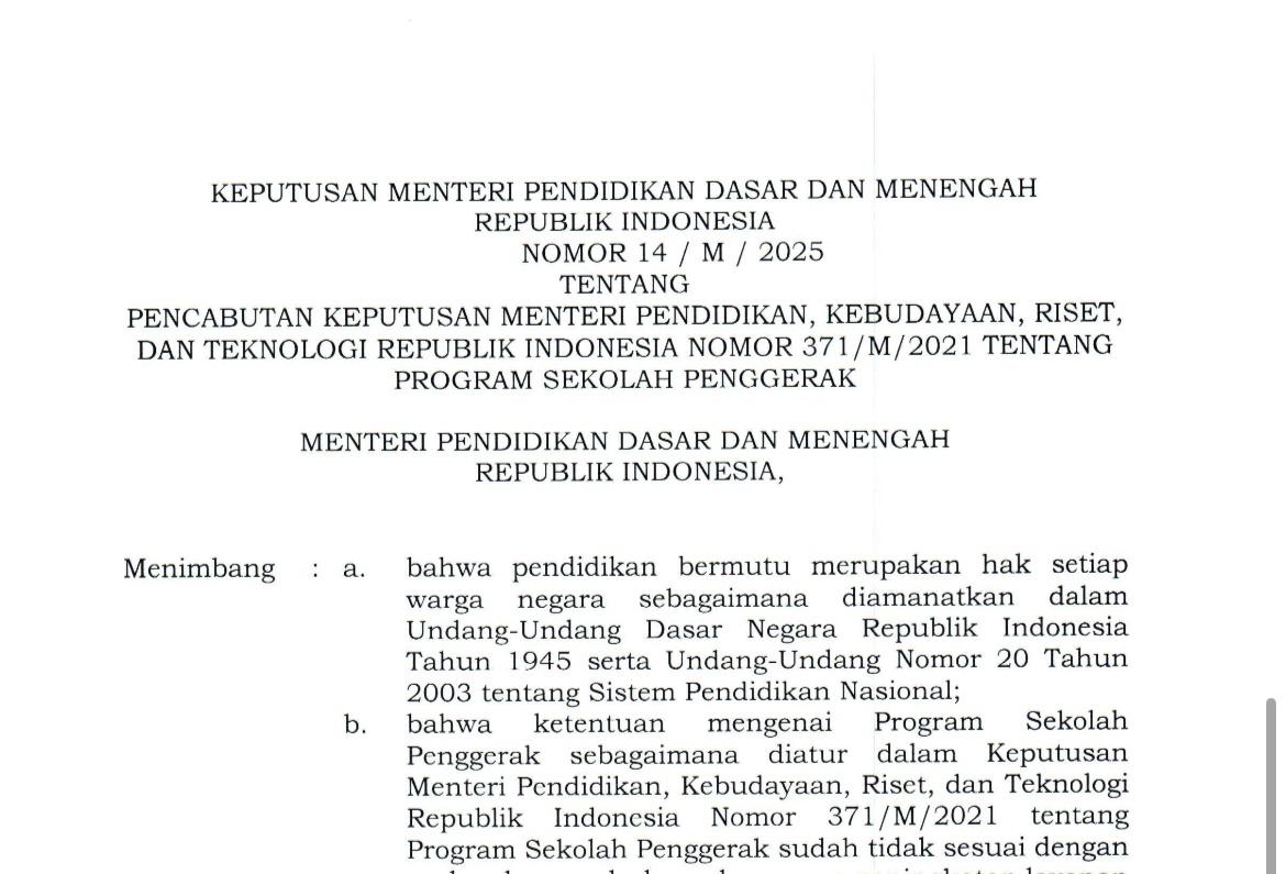 Resmi! Mendikdasmen Abdul Mu'ti Hapus Program Sekolah Penggerak