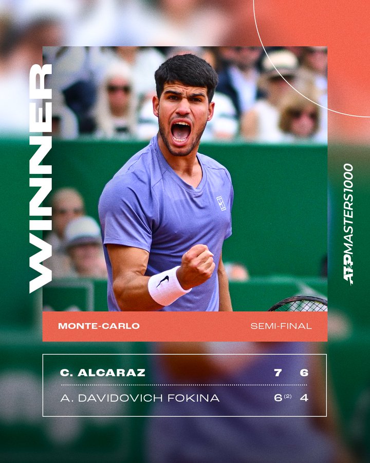 Alcaraz Melaju ke Final Rolex Monte Carlo Master1000 Setelah Duel Keras Melawan Davidovich Fokina