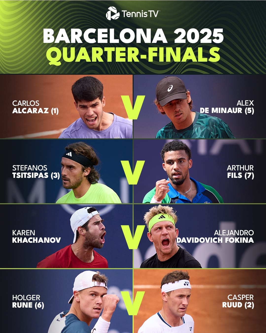 Alcaraz Makin Dekat Menjuarai Bercelona Open, Rublev Tersingkir, Khachanov dan Davidovich Bertahan
