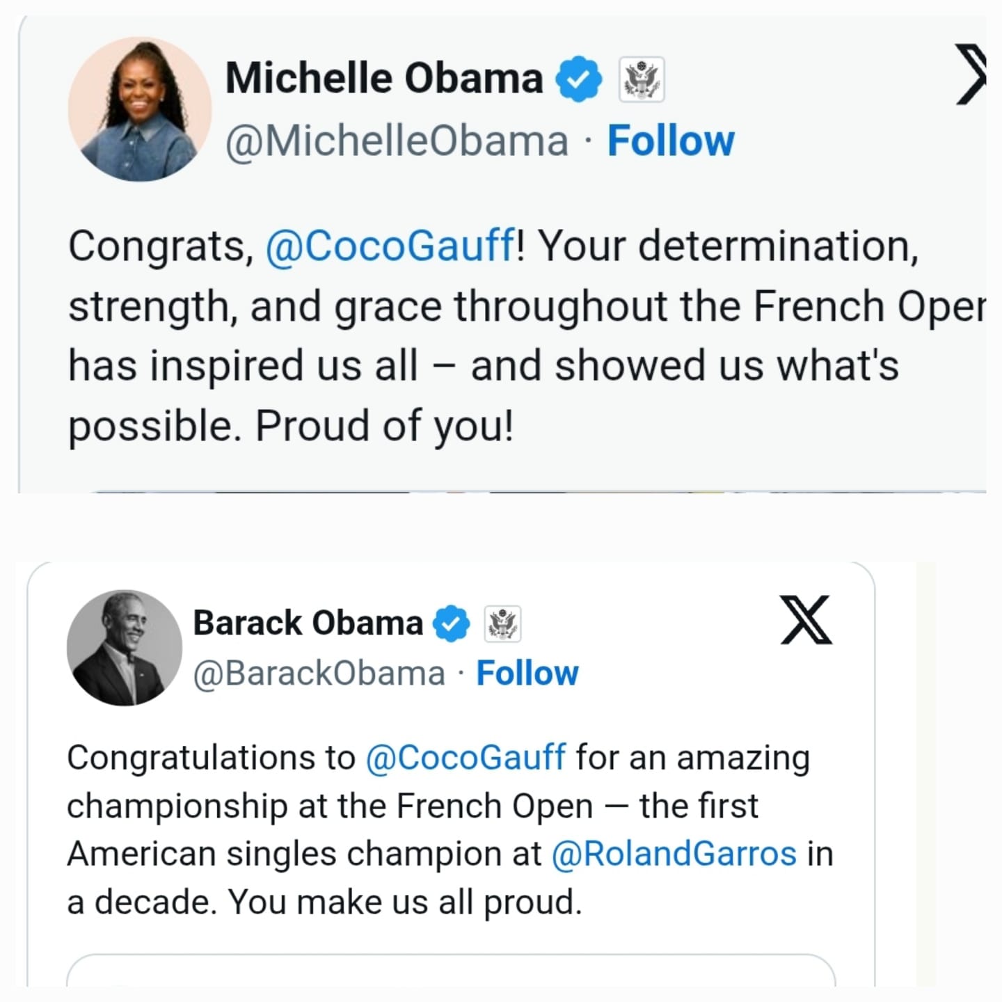 Mantan Presiden AS, Barack Obama dan Michelle Obama Pimpin Sorakan untuk Kemenangan Coco Gauff di French Open