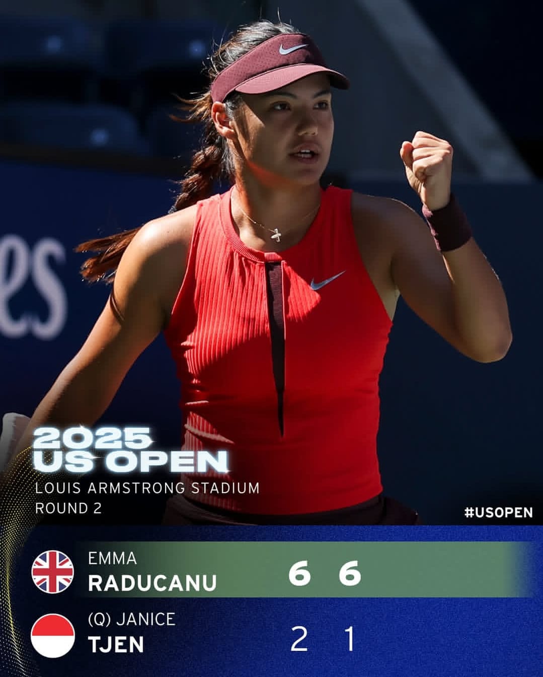 Petenis Indonesia Janice Tjen Tak Sanggup Hadapi Permainan Ganas Si Cantik Emma Raducanu di Babak Kedua US Open