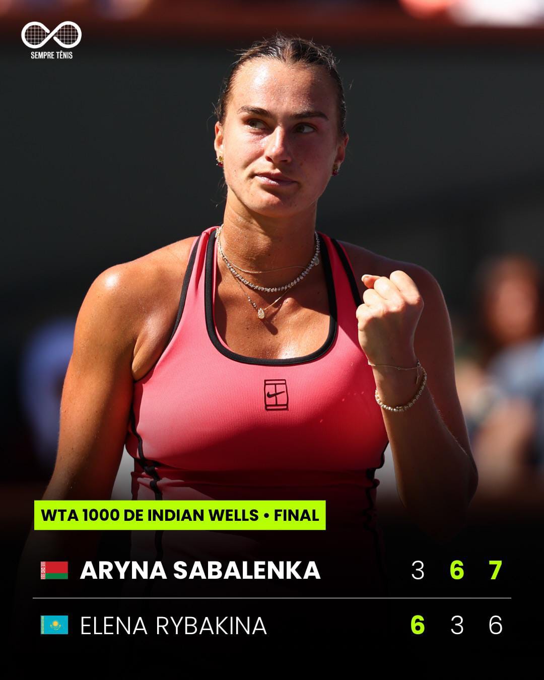 Duel di Final Indian Wells Yang Menegangkan, Sabalenka Kalahkan Si Cantik Rybakina dan Bawa Hadiah Uang 18,9 Miliar