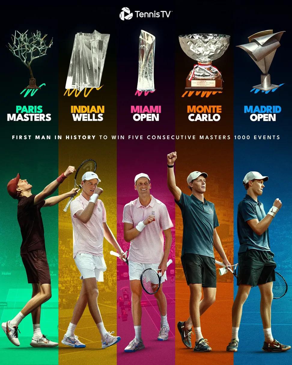 Jannik Sinner Menang di Madrid Open dan Pecahkan Rekor Gelar Masters, Alcaraz Makin Tertinggal