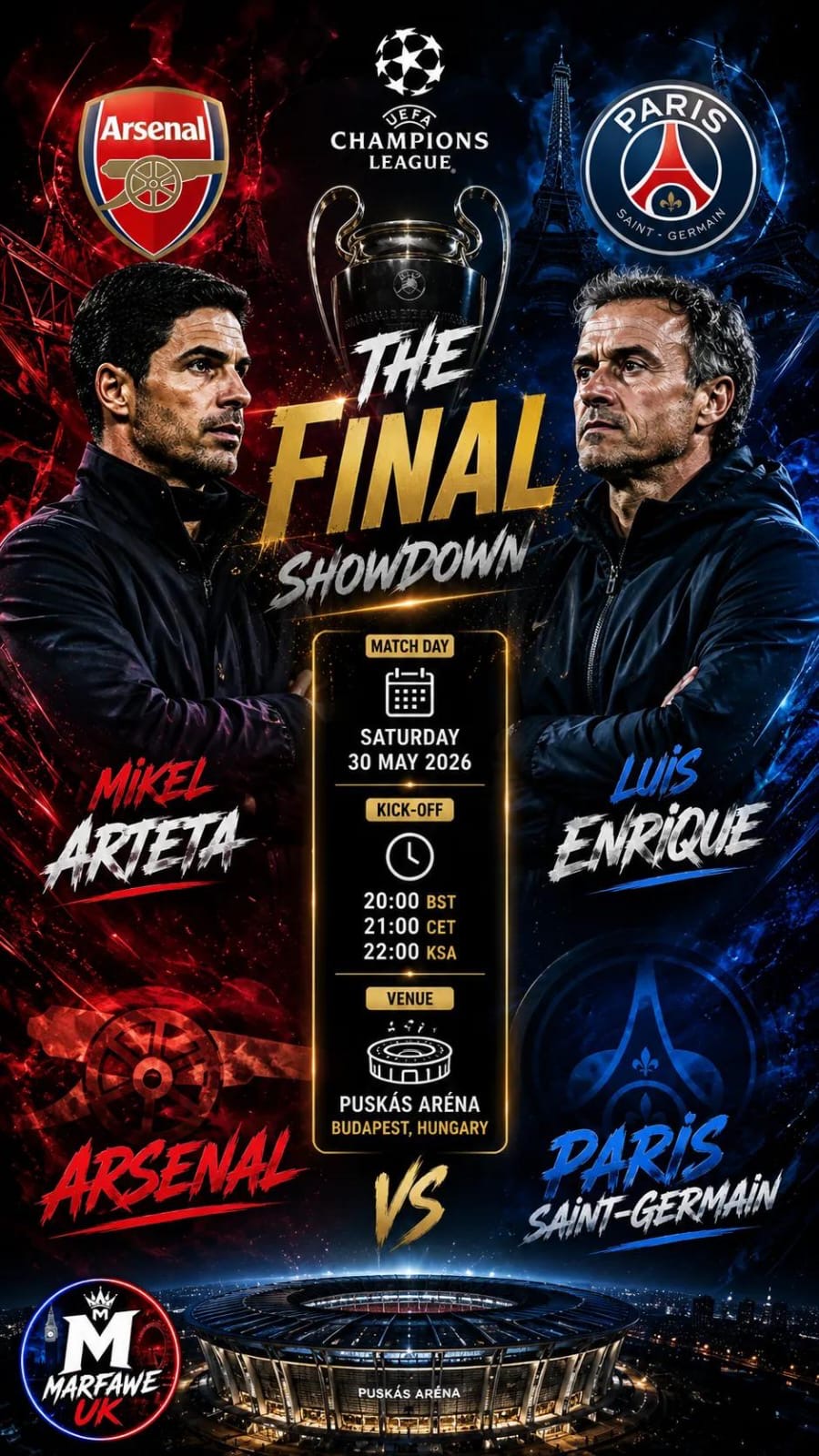 Prediksi Final Liga Champions UEFA: PSG vs Arsenal Benar Benar Duel Panas Memperebutkan Hadiah 437,5 Miliar