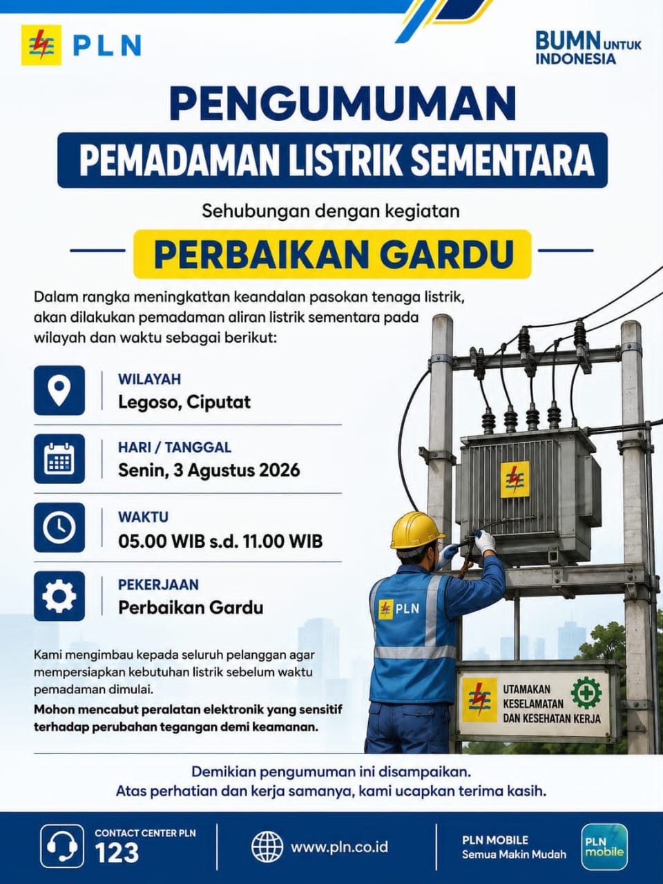 Listrik Padam Sejak Subuh di Area Jaksel, Jakbar Hingga Tangerang-Tangsel, Ini Kata PLN