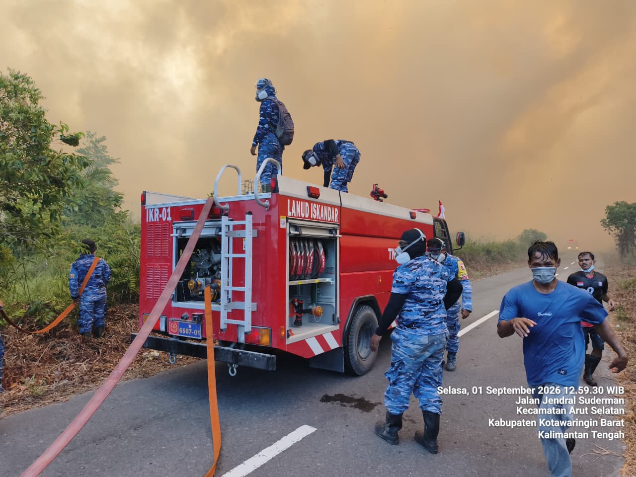 Satgas Karhutla Lanud Iskandar Tangani Kebakaran Hutan dan Lahan di Kotawaringin Barat